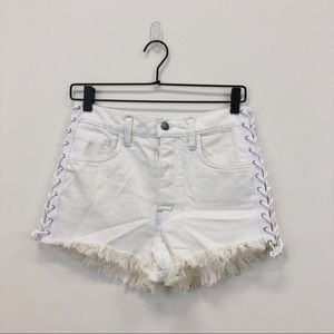 NWOT LF Carmar Lace Up White Jean Shorts